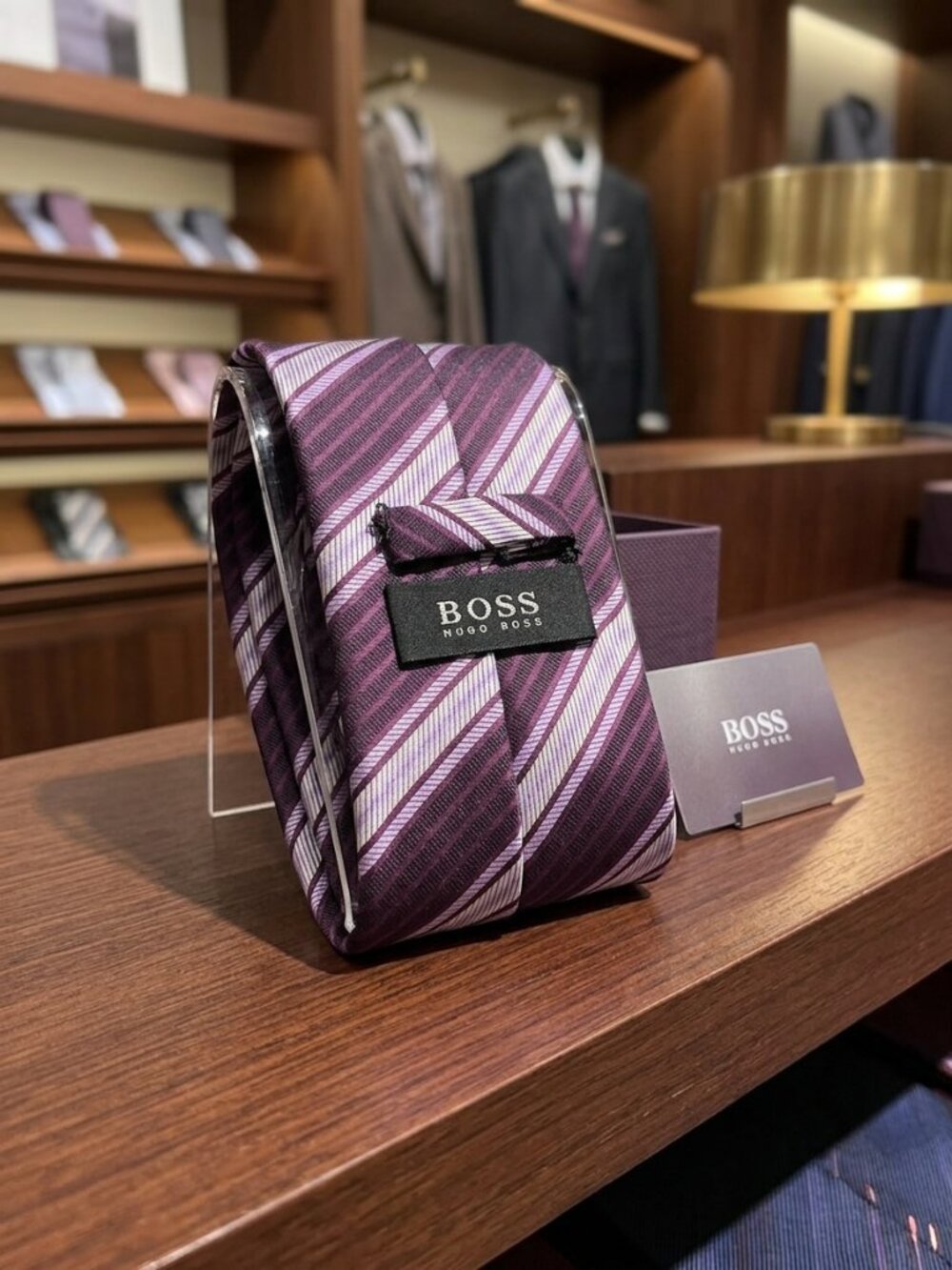 A vintage Hugo Boss striped silk necktie